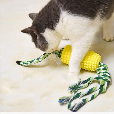 3 In 1 New Upgraded Bite-Resistant Pet Chew Toy Corn Shape Leakage Food Toys Soft Rubber Dog Teeth Cleaning Pet Products