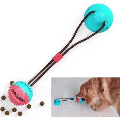 Indoor Suction Cup Pet Chewing Toy with Ball Teeth Cleaning and Food Dispensing Features Dog Chew Toys for Aggressive Chewers